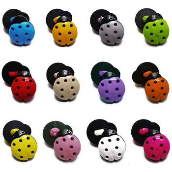

ZIEENE 1000PCs Mixed 12 Colors Kids Cartoon Ladybird Plastic Buttons Handle Shank Sewing Scrapbooking For Handmade Children