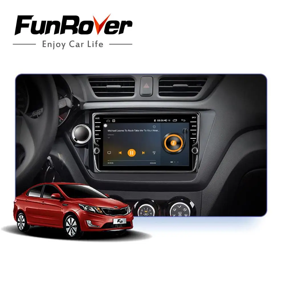 Clearance Funrover android 9.0 2 din car dvd multimedia player for Kia k2 rio 2011-2016 car radio gps navigation DSP split screen 4G+64G 1