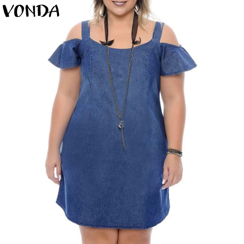 off the shoulder jean dress plus size