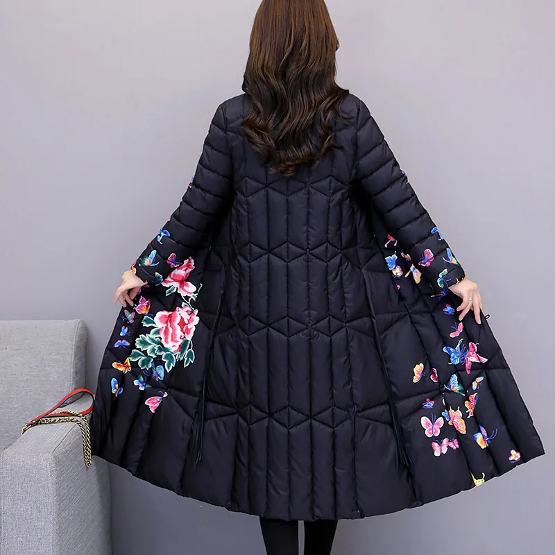 Повседневная Женская длинная куртка модель 4XL 2019 года парка в китайском