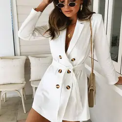 SHENGPALAE 2019 белые тонкие куртки Turn-Down воротник с длинным рукавом двубортный новый весенний Модный женский пальто прилив SC783