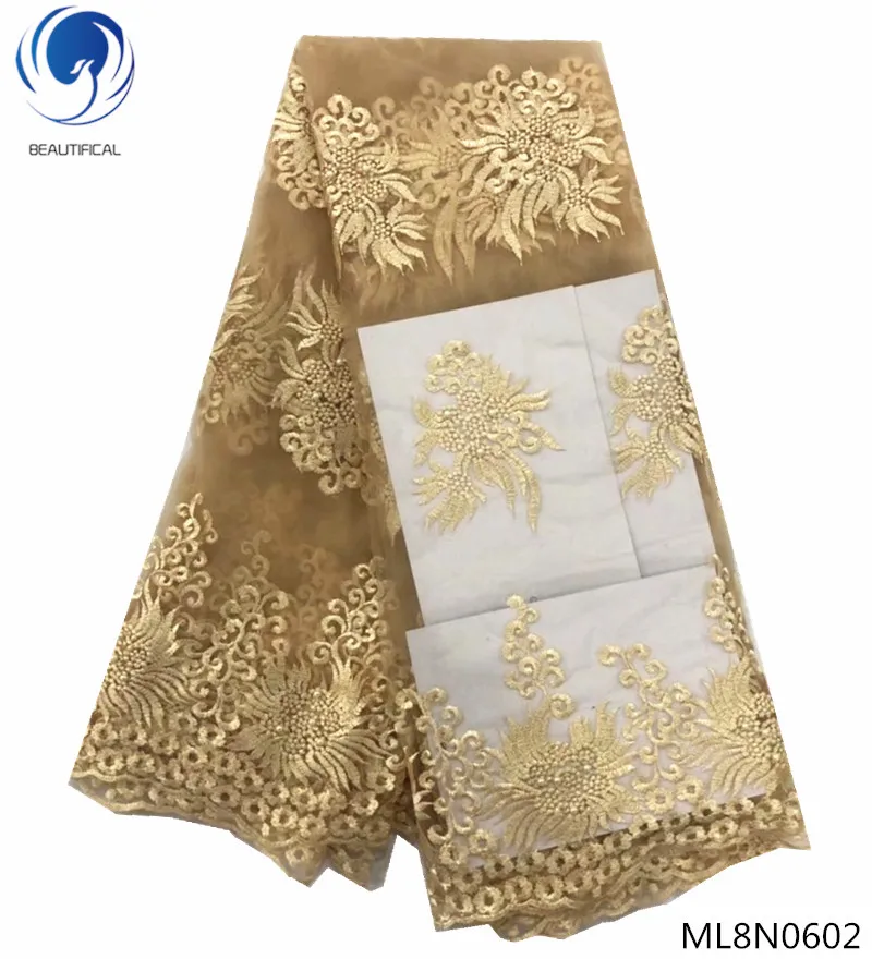 

BEAUTIFICAL nigerian wedding lace mesh lace material fabrics wholesale lace fabric african fabric 5yards/lot new pattern ML8N06