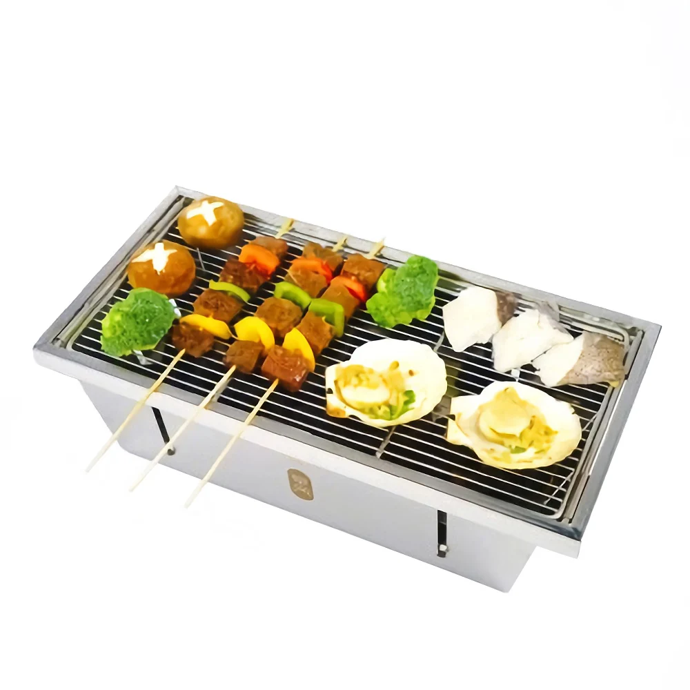 Portable Stainless Steel BBQ Grill Folding Barbecue Oven Charcoal Grill