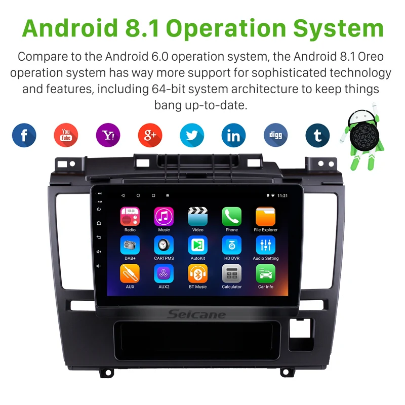 Clearance Seicane 9 inch for 2005-2010 Nissan Tiida Android 8.1 HD Touch Screen GPS Navigation Radio Bluetooth 3G Wifi Digital TV SWC 1