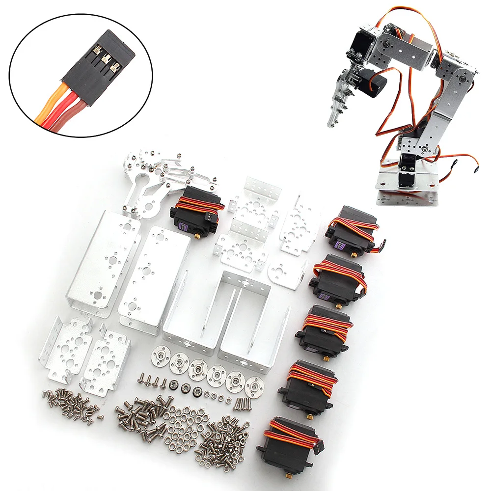 

DIY Aluminium Robot 6 DOF Arm Mechanical Robotic Arm DIY Kit Servo Horn for Arduino-Silver Tool Set