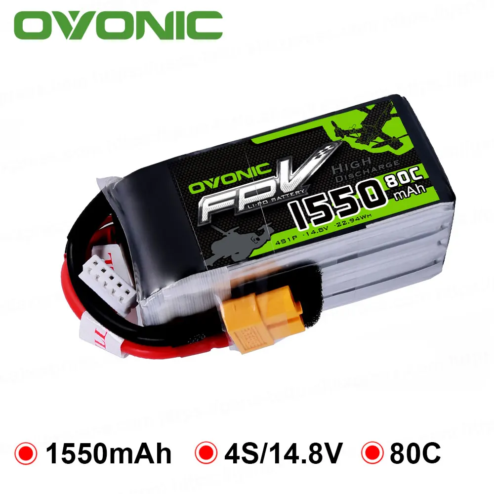 OVONIC 1550 mAh 4 S 80C ماكس 160C 14.8 V يبو بطارية XT60 التوصيل FPV سباق Drone Quadapter هليكوبتر قارب سيارة