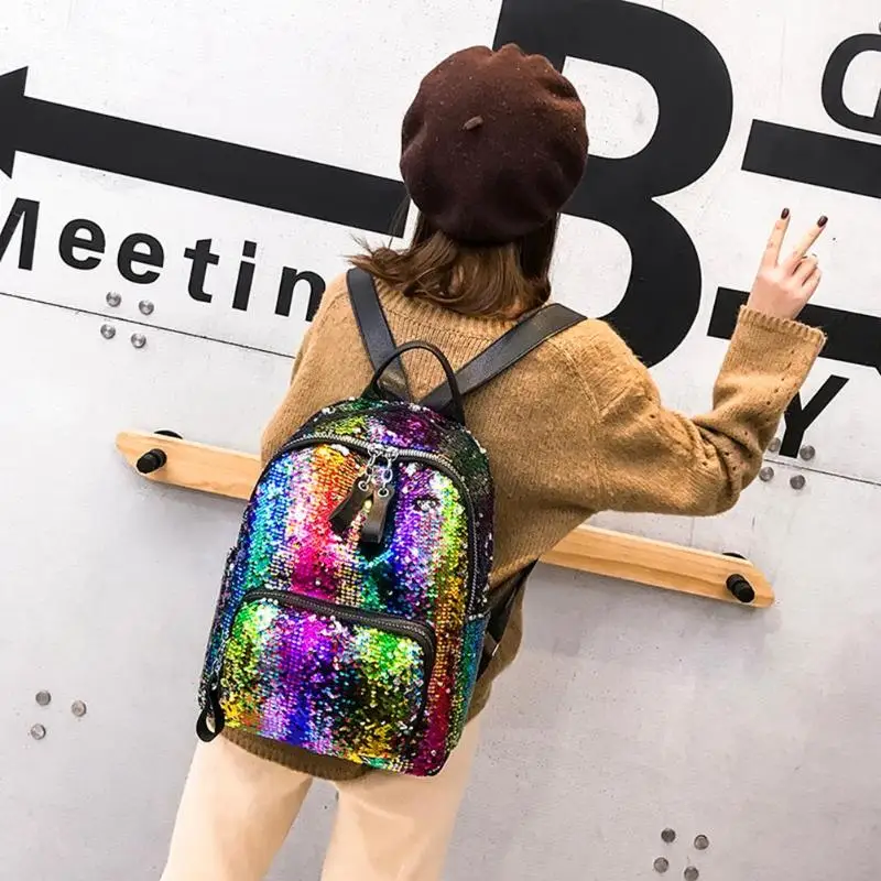  Shining Sequins Backpack Women backpack school for girl Travel Large Capacity Bags Party Bags Glitt - 32962428976