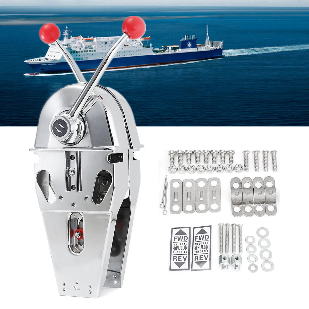 

316 Stainless Steel Marine Boat Twin Lever Handle Top Mount Dual Engine Control Built-in Friction Smooth Shitting/Throttling
