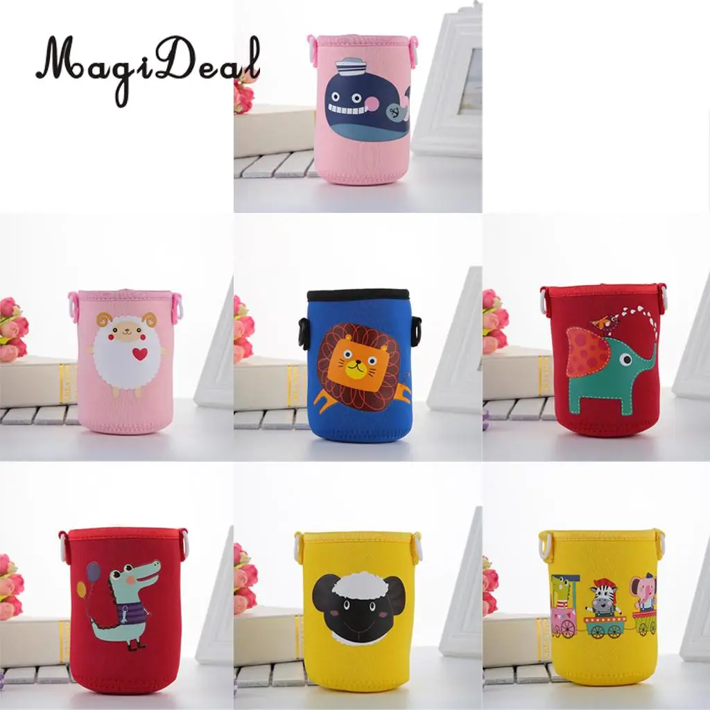 

MagiDeal Insulated Water Bottle Sleeve Cartoon Animal Drink Bottle Covers Kids - Build-in Carrying Strap