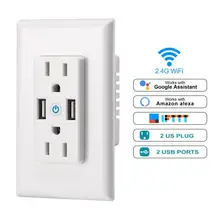 Smart Wall Outlet Dual Sockets US Plug Smartlife Phone Remote Control Compatible With IFTTT Alexa Google Home