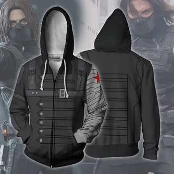 

2019 NEW Men Hooded Infinity War Winter Soldier 3D Printed Hoodies Casual Tracksuit Casual zipper hoodie hooded hip hop tops