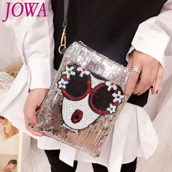 

2019 New Design Women Fashion Handbags Shiny Sequins Mini Shoulder Bag Beauty Girl Pattern Cross Body Flap All-Match Night Purse