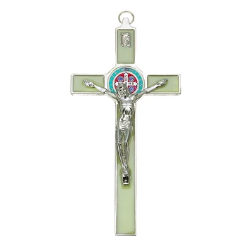 

7" Antique Green Church Relics Crucifix Jesus Christ On The Stand Cross Wall Crucifix Home Chapel Decoration Wall
