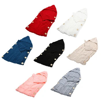 

Baby Infant Swaddle Wrap Warm Wool Blends Crochet Knitted Hoodie Swaddling Wrap Blanket Sleeping Bag