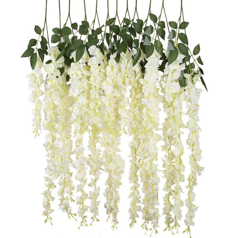 

Artificial Silk Wisteria Vine Ratta Silk Hanging Flower Wedding decor 6 Pieces