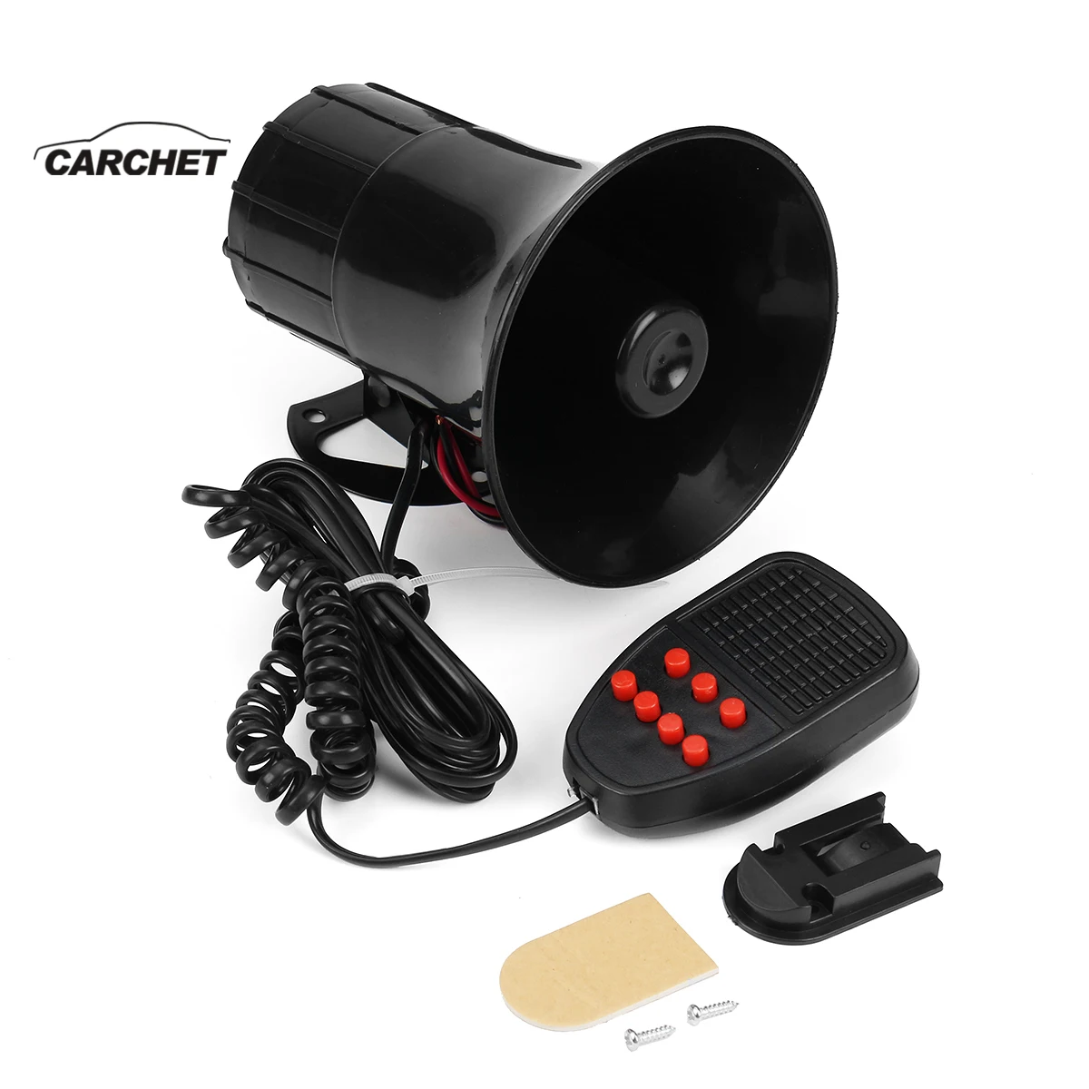 

CARCHET 3m 12V 100W 7 Sound Tones Loud Horn Car Truck Vehicle Speaker Warning Alarm Siren Horn Police Fire Ambulance Loudspeaker