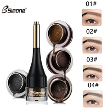 Bsimone tatuagem de sobrancelha 4 cores, creme natural, acolchoador de ar, tintura de henna, maquiagem à prova d' água com escova tslm2