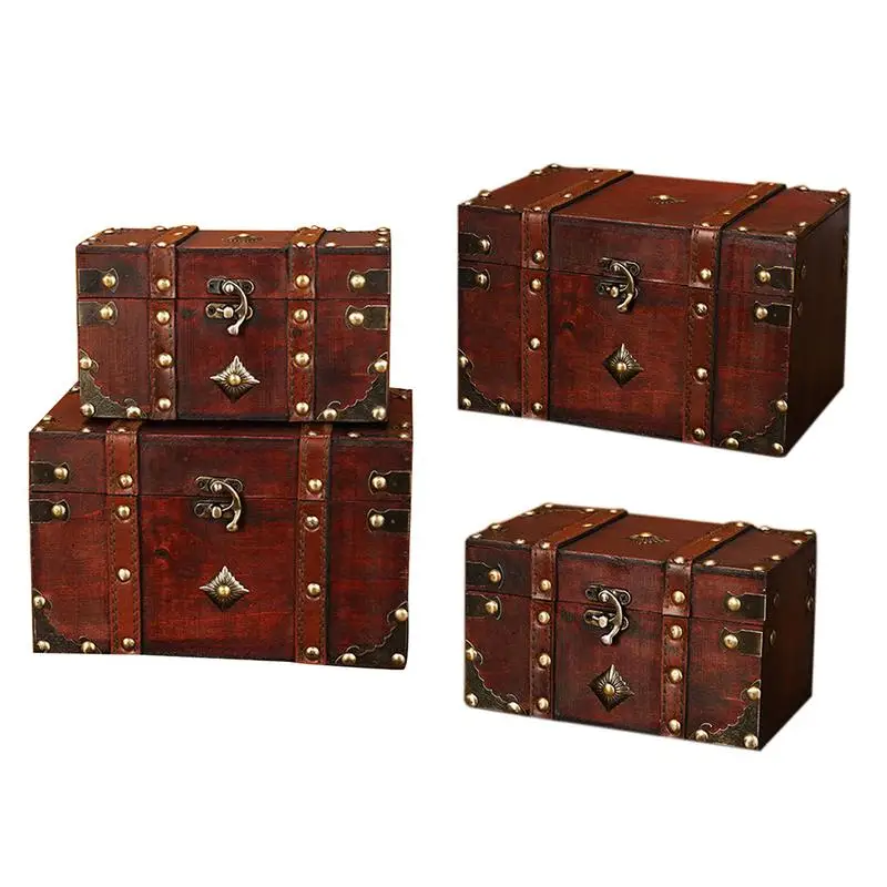 

Storage Box European Retro Box Wooden Vintage Jewelry Props Square Case Jewelry Box Gift For Girls Table Storage Casket
