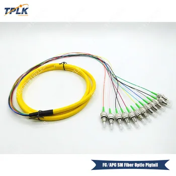 

High Quality 10pcs 12 Cores FC APC Pigtail 1.5M A class SingleMode 12 port FC APC Fiber Optic Pigtail
