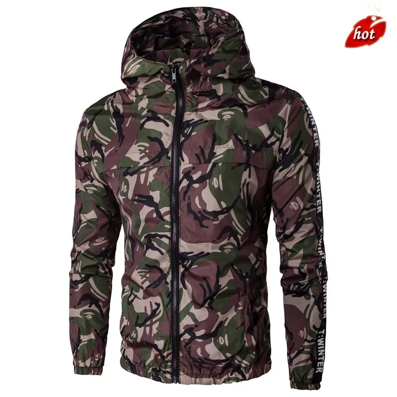 Jacket Men's Fashion Casual Men's Long Sleeved Jacket Camouflage Men Bomber Flight Jacket Coat Thin Jacket Military Embroidery