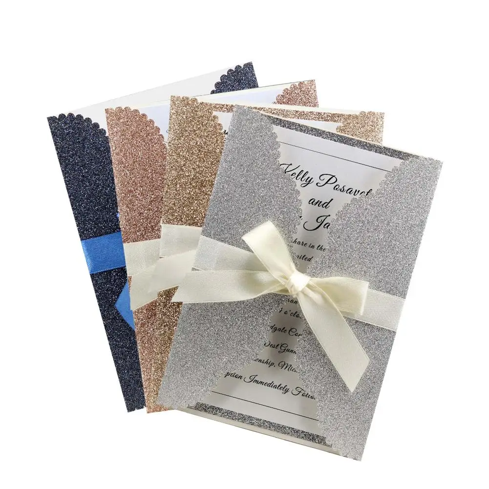 

1pcs Gold sliver Elegant Laser Cut Wedding Invitation Cards Greeting Card Business With Cards Decor Party Supplies Glitter