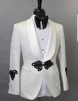 Elegant Wedding Groom Suit 2019 China Designs Tailor Made Mens Suits With Pants White Printed Tuxedo Jacket Prom Suits For Men Elegant Wedding Groom Suit 2019 China Designs Tailor Made Mens Suits With Pants White Printed Tuxedo Jacket Prom Suits For Men
