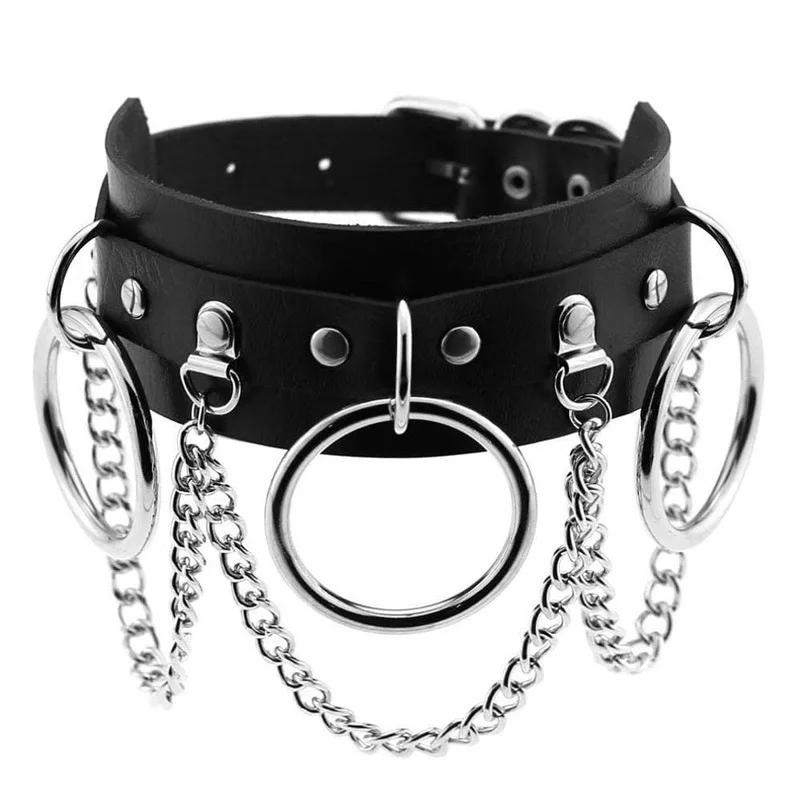 Готический стиль панк Круглый Круг ожерелье для женщин металлическая цепочка колье заклепки Torques