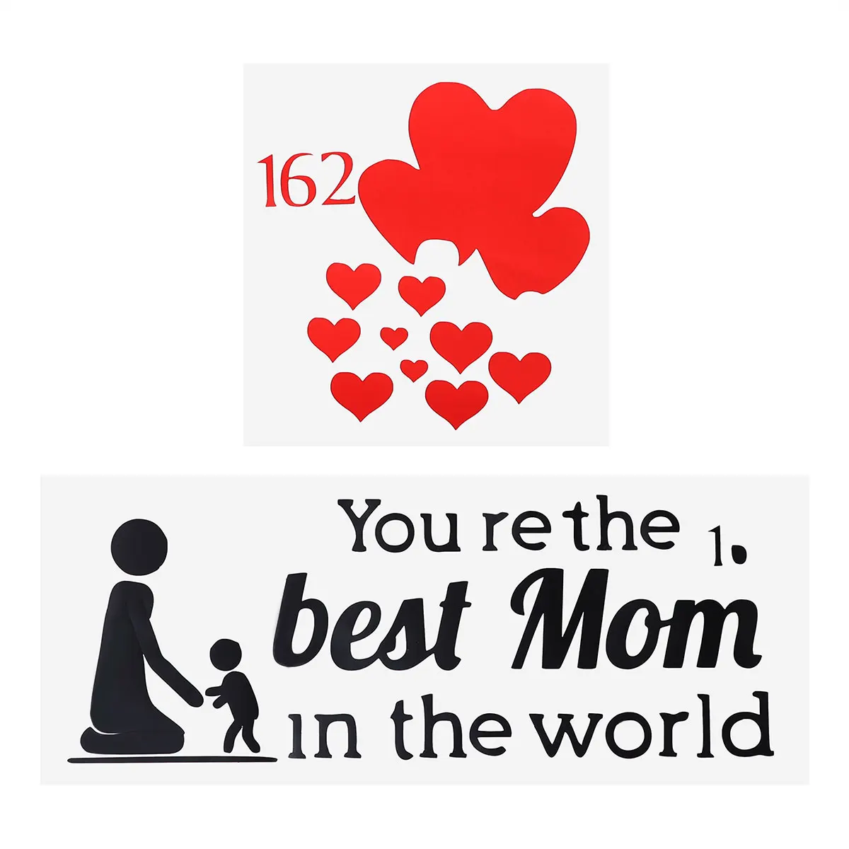 

1 Sheet Balloon Sticker PVC Heart Pattern Cute Self-adhesive Best Mom Letters Party Supplies Mother's Day Decals Decor