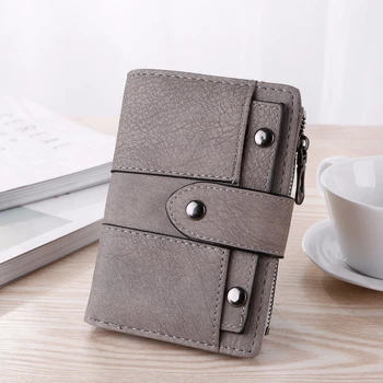

Spring And Summer Short Wallet Retro Matte Ladies Students Tri-Fold Small Wallet Rivet Buckle Wallet