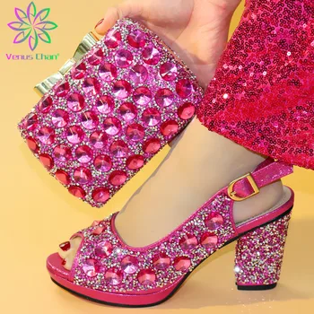 

Fuchsia Color Shoes and Bag African Sets Italian Lady Shoes with Matching Bags Nigerian Women Shoes and Bag To Match for Party