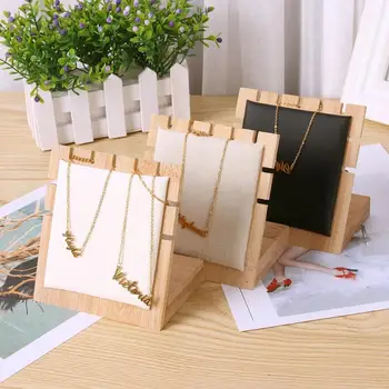 

Wooden Necklace Display Jewelry Organizer Stand Black Plastic Earring Holder Pesentoir Fashion Earrings Display Rack