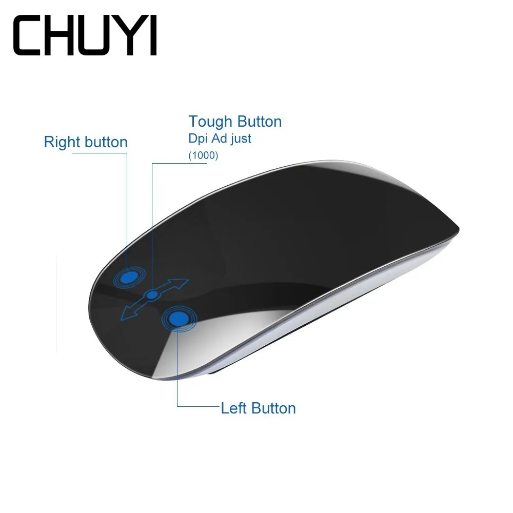 CHUYI ультра тонкая беспроводная сенсорная мышь эргономичная USB оптическая компьютерная мышь 1200 dpi Magic Office Mause для ноутбука Apple Macbook