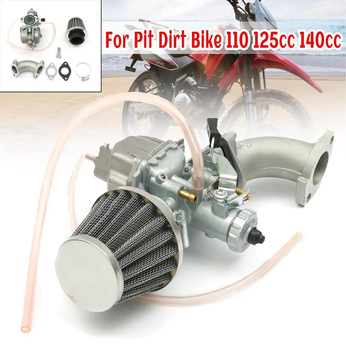 

26mm Silver Carburetor Air Filter Intake Pipe For 110 125cc 140cc Pit Dirt Bike