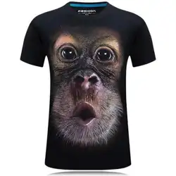 MISSKY Мужская футболка забавная 3D Обезьяна узор цифровая печать хип-хоп короткий рукав O шеи Футболка мужская одежда для лета