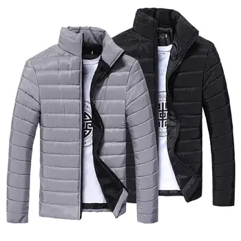 

ZACOO Men Winter Down Cotton Padded Jacket Standing Collar Zipper Outwear Coat Warm Blouse
