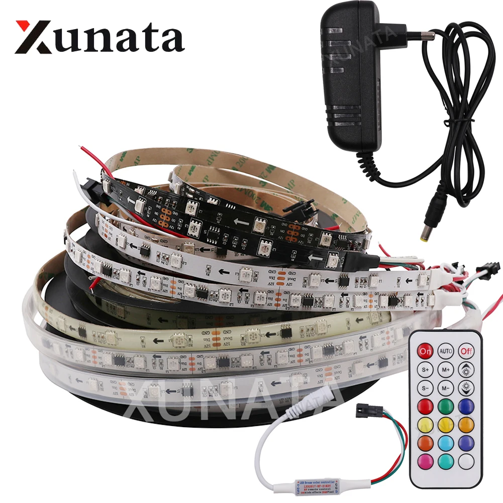buy Dream color RGB LED Strip Lamp Set 30LEDs m 60LEDs m WS2811 LED Strip Waterproof 5050 RGB LED Light 12V Kitchen Decoration 1m 5m