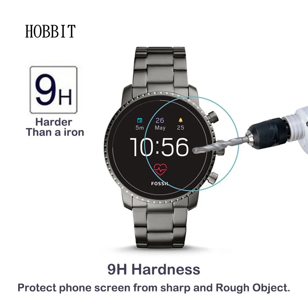 2Pack 0.3mm 2.5D Clear Tempered Glass Screen Protector For Fossil Q Explorist HR Gen 4 Smartwatch Screen Guard Protective Film