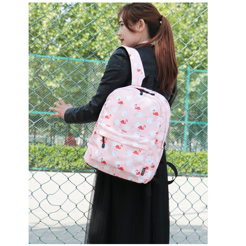 

Printed Shoulder Bag Women Jungle Flamingo Backpack Ladies Student School Bags Travel Laptop Protect Backpack Female Book Pouch