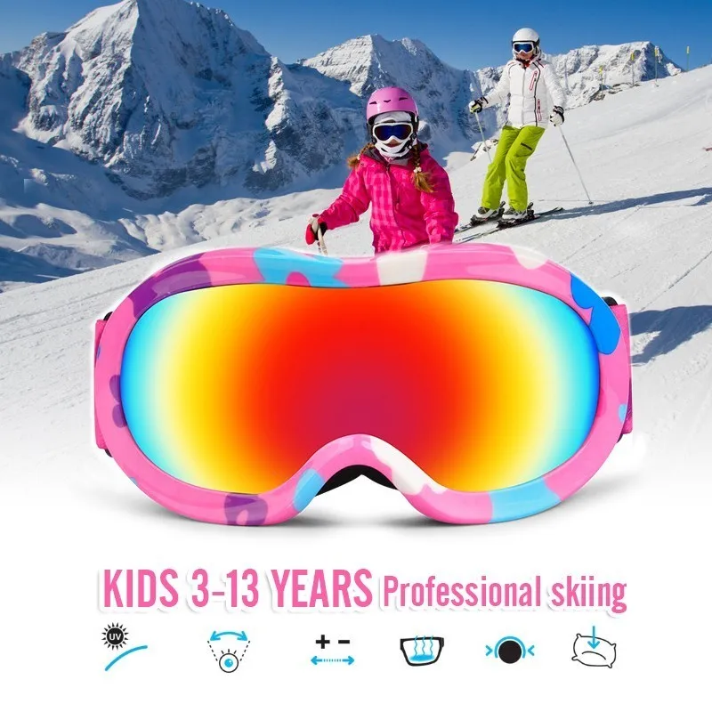 Детские лыжные очки профессиональные детские сноубордические очки для мальчиков и девочек горнолыжные очки противотуманные снежные очки для детей от 3 до 13 лет