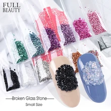 6 шт. стразы из разбитого стекла для маленьких, декоративный камень для ногтей, необычный золотой драгоценный камень, смешанный Блеск, украшение для ногтей, чешуйчатый аксессуар, CH6BLS-1-2