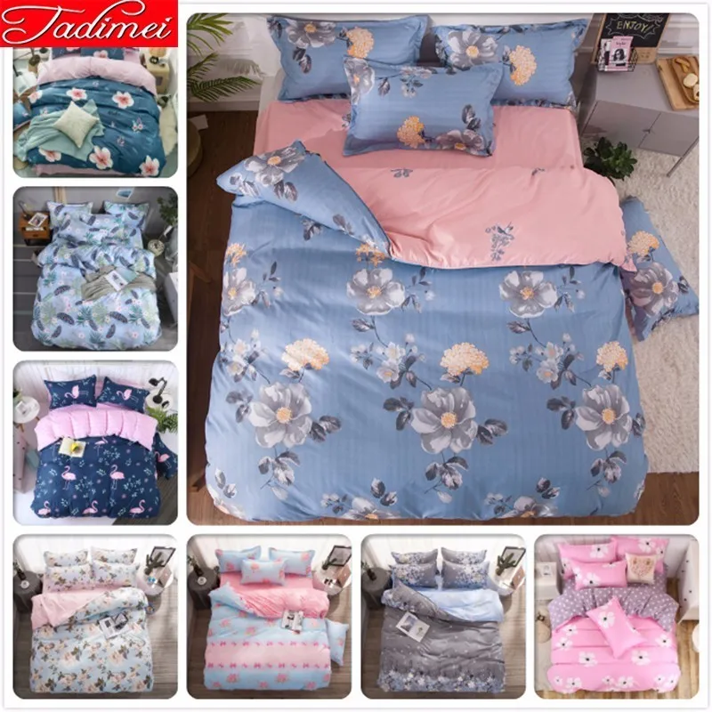 cheap Floral Pattern Duvet Cover Bedding Set Adult Kids Child Soft Cotton Bed Linen Single Full Queen King Size Bedspreads Bedclothes