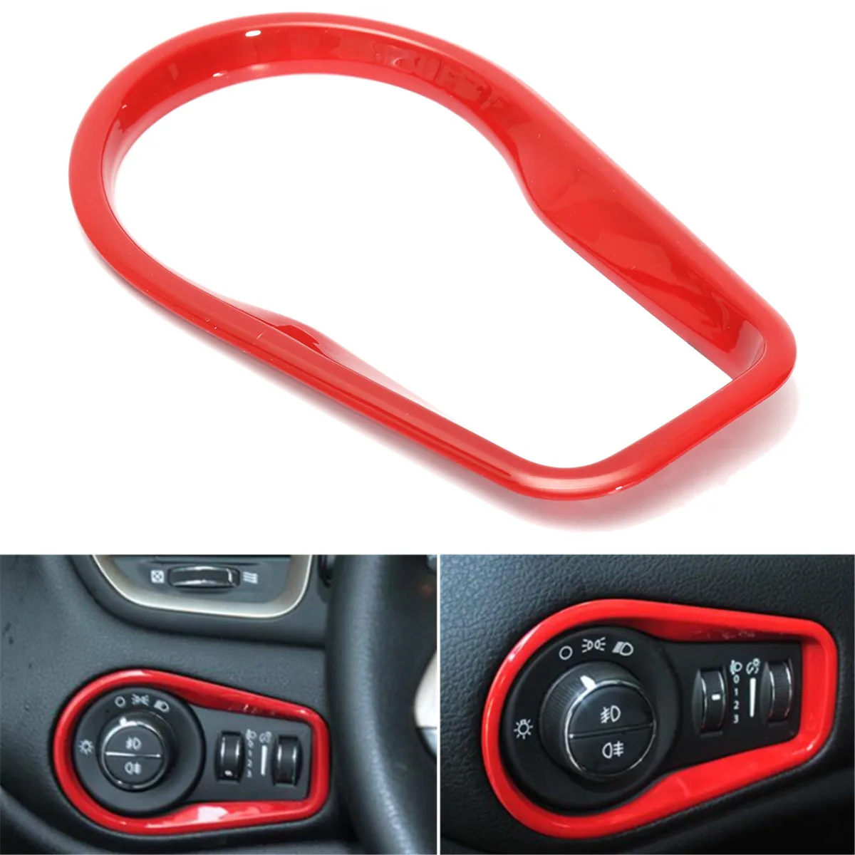 

Car ABS Headlight Switch Decorative Cover Trims For Jeep Renegade 2.8x7.8cm Styling Trim Frame Ring Sticker Cover Decoration