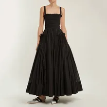 SHENGPALAE Новое весеннее модное черное платье без бретелек с открытой спиной в стиле пэчворк Плиссированное женское платье длиной до щиколотки SA448