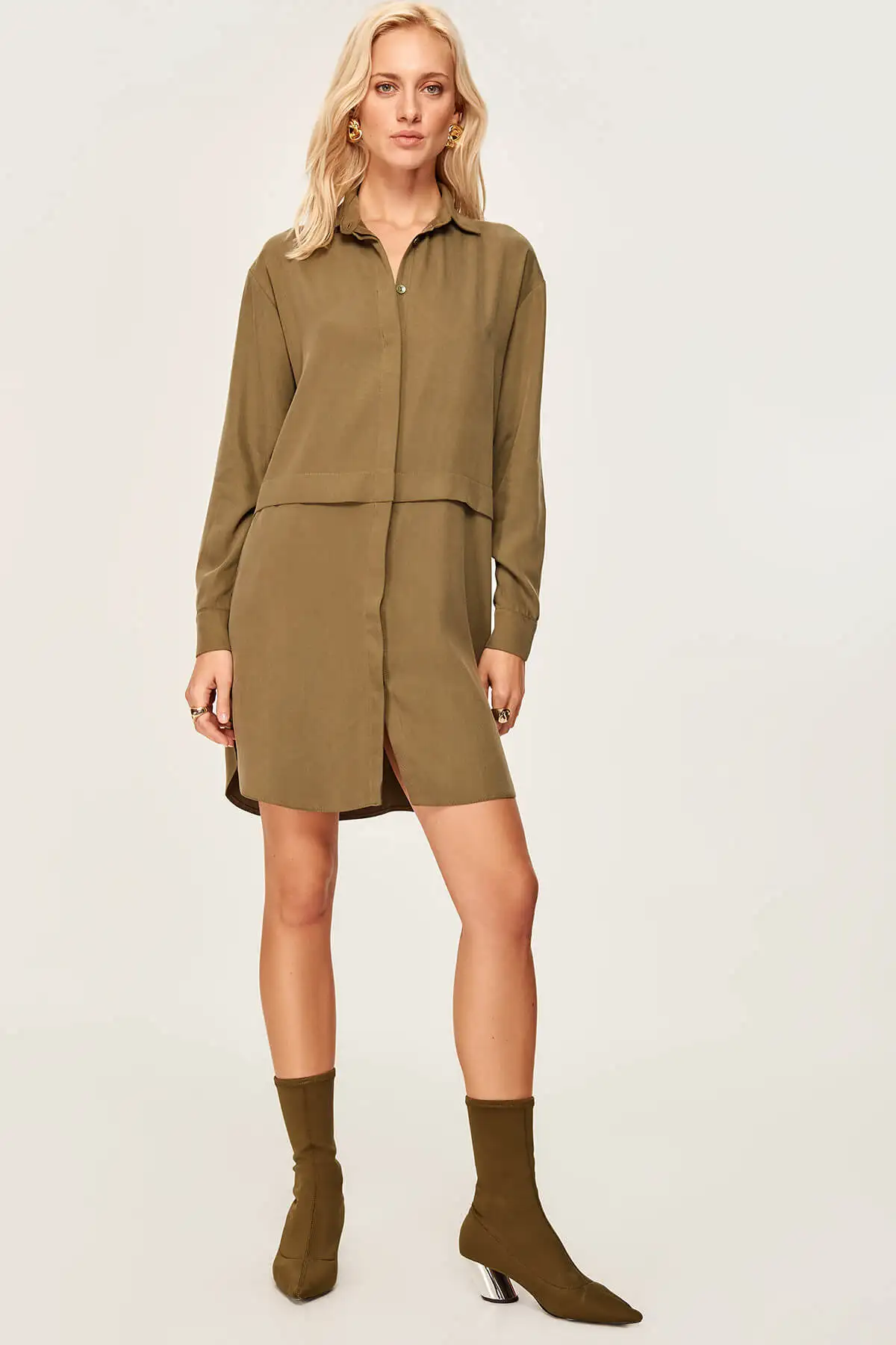 Trendyol Khaki Shirt Dress TOFAW19XM0062in Dresses from Women's
