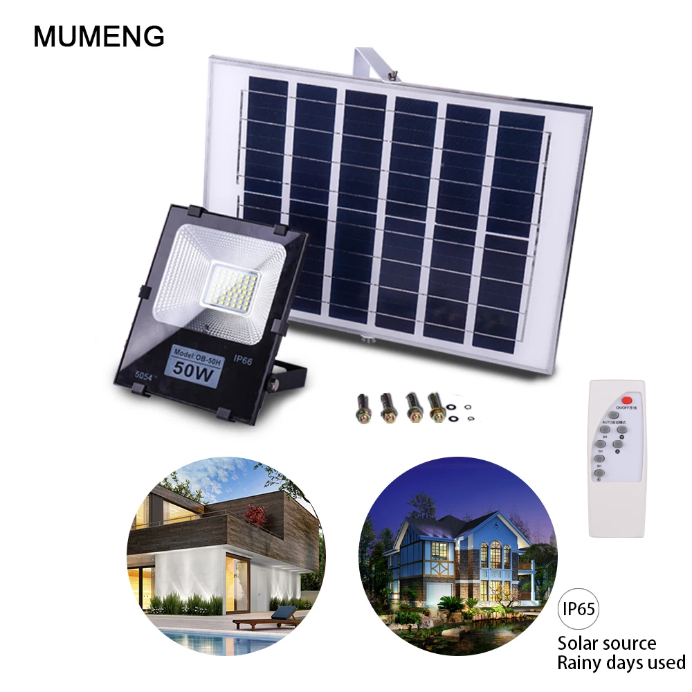 Outdoor Waterproof Solar Floodlight LED Remote control work time Flood