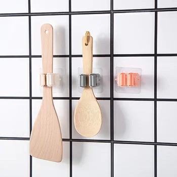 

1 Set Seamless Self-adhesive Wall Mop and Broom Hangers Grippers Holder Hook for Bathroom Kitchen