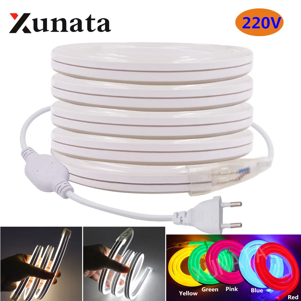 #Best 220V Flexible LED Neon Light 2835 Led Strip Light Waterproof 120led m LED Neon Sign Lights Outdoors Lighting Decorate EU UK Plug