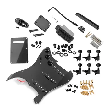 

Electric Guitar Full Set DIY Accessory Kit Including Prewired Pickguard Bridge SSS Pickups Other Accessories Black
