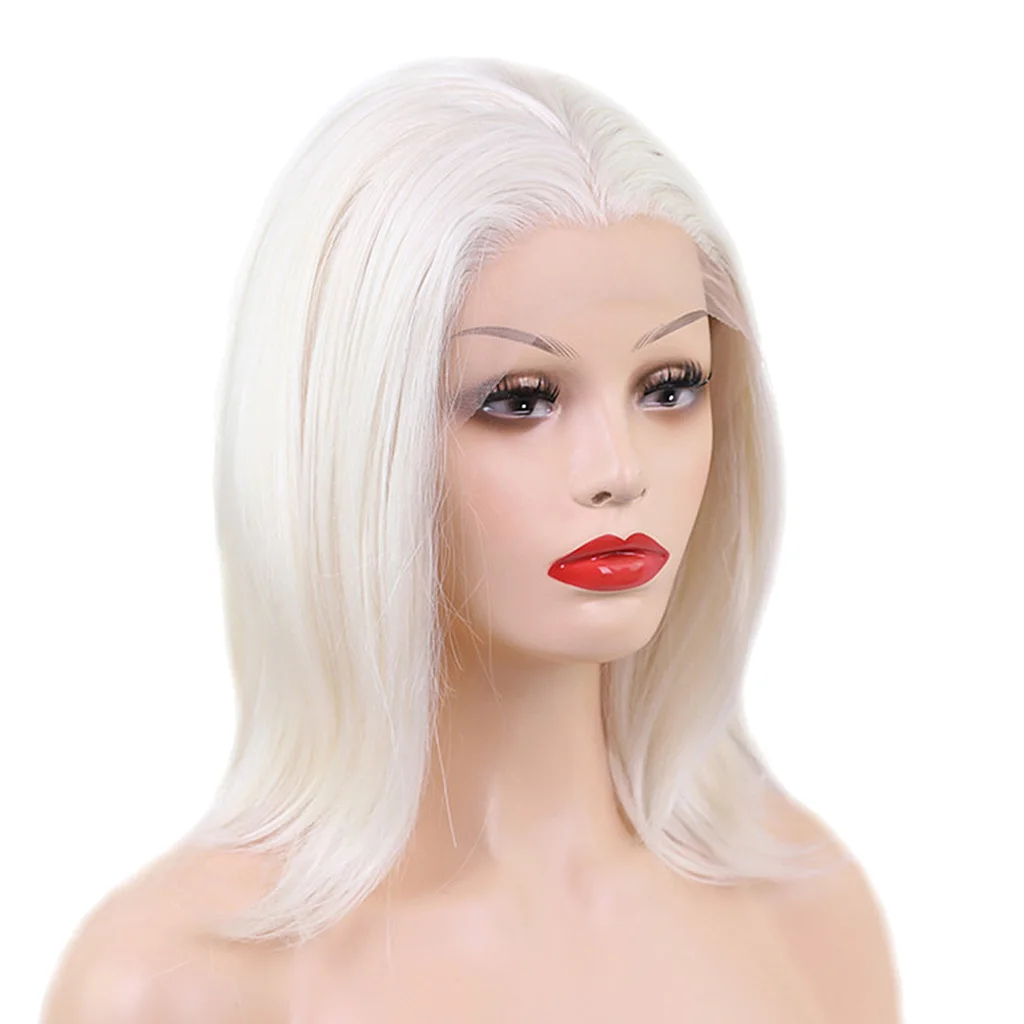 Natural Lace Front Wigs for Black Women Synthetic Hair Middle Part Wig Beige Straight Styling