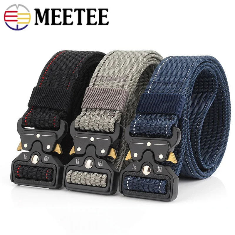 

Meetee 1pcs 38mm*125cm Outdoor Metal Buckle Multi-color Special Training Army Fan Men's Nylon Belt DIY Sports Casual Accessories